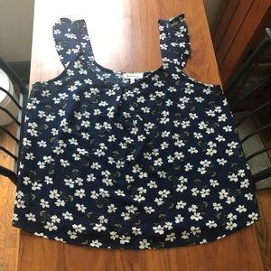 Monteau Blue and White Floral Tank Top (Medium Fit)